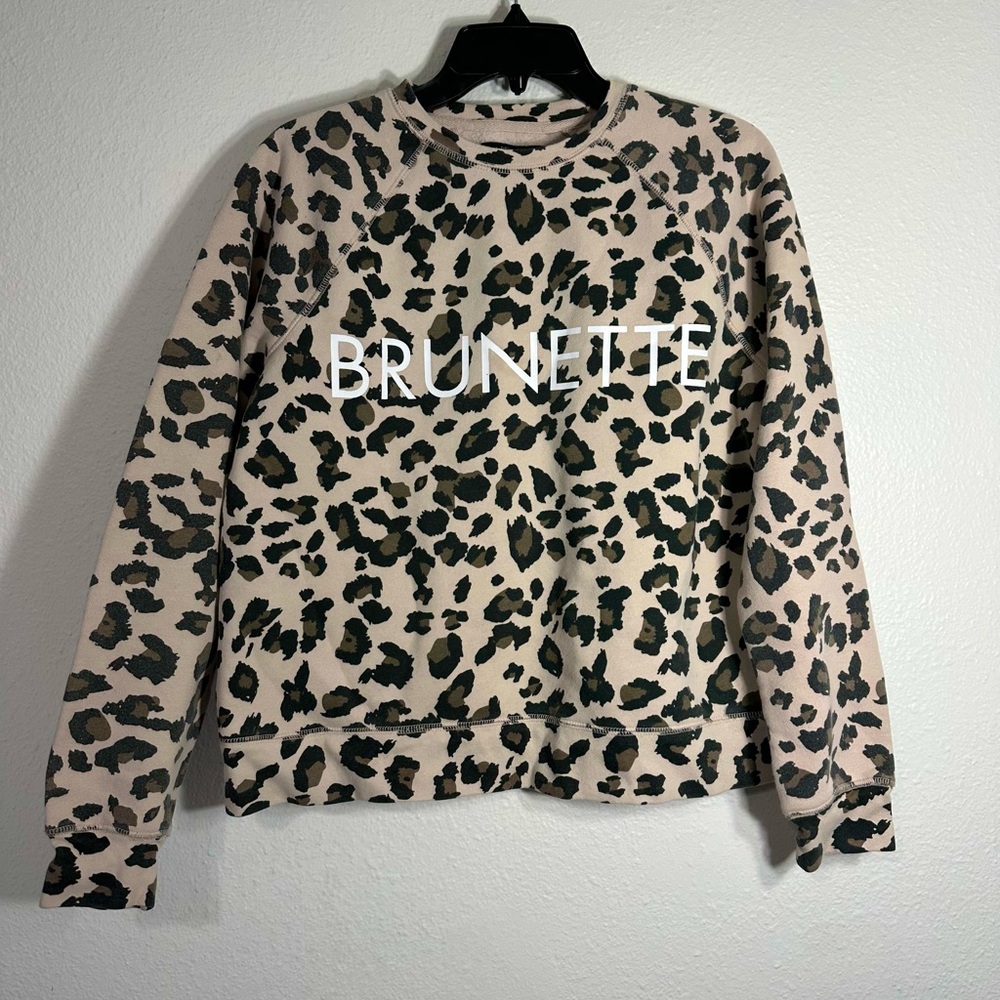 Brunette The Label Leopard Print Crew Neck Classic Sweater size XS/S TP/P